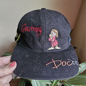 Rare VTG 90s Disney Store Snow White & The Seven Dwarfs Cartoon Strapback Hat